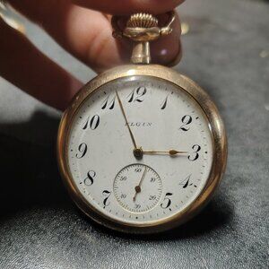 1912 Elgin national watch company 12s 15j open face beautiful engraved back